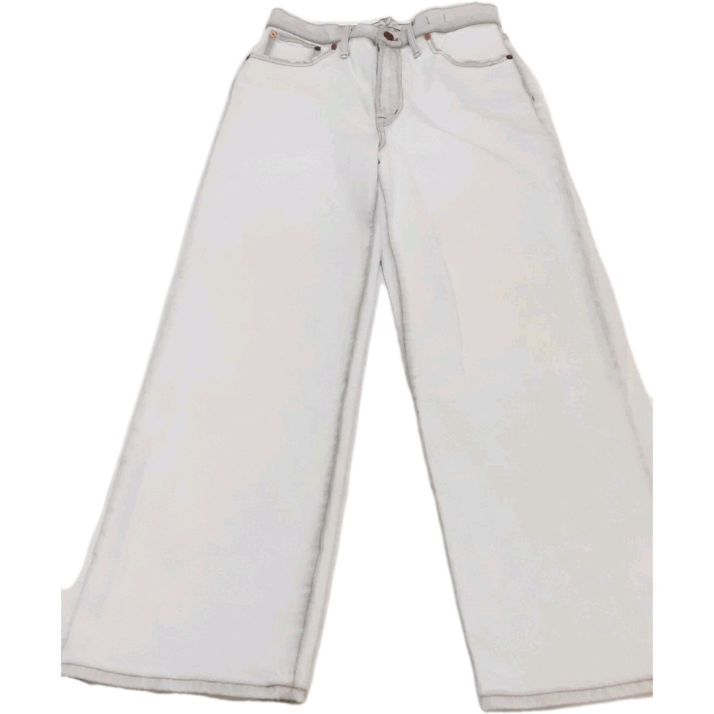 Madewell The Perfect Vintage Wide Leg Crop Jean Light Gray Blue High Rise  Sz 29